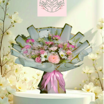 Buket Bunga Pastel Elegan Soft Pink White